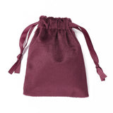 50 pc Velvet Jewelry Drawstring Bags, with Satin Ribbon, Rectangle, FireBrick, 10x8x0.3cm