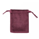 50 pc Velvet Jewelry Drawstring Bags, with Satin Ribbon, Rectangle, FireBrick, 10x8x0.3cm