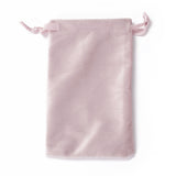 50 pc Velvet Jewelry Drawstring Bags, with Satin Ribbon, Rectangle, Misty Rose, 15x10x0.3cm