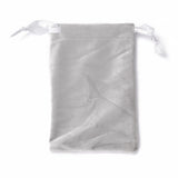 50 pc Velvet Jewelry Drawstring Bags, with Satin Ribbon, Rectangle, Silver, 15x10x0.3cm