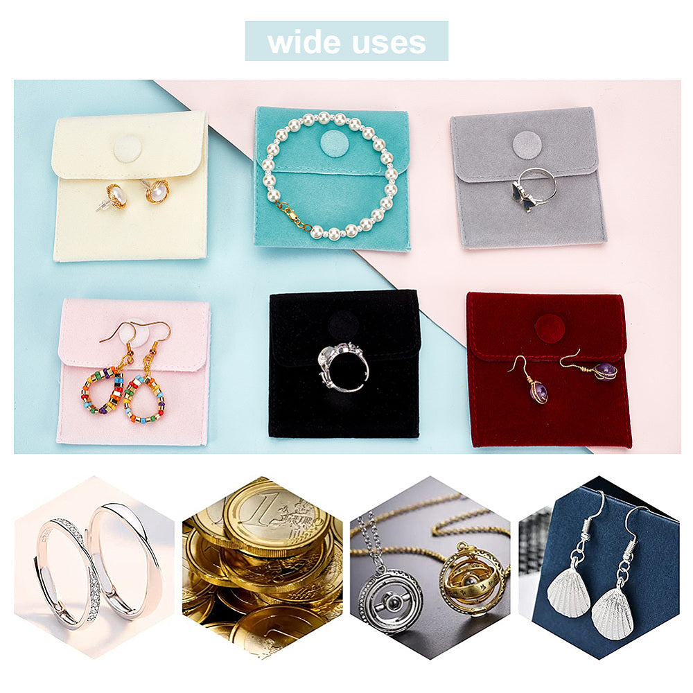 Craspire 10 pc Velvet Jewelry Storage Pouches, Square Jewelry Bags