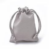 20 pc Velvet Packing Pouches, Drawstring Bags, Dark Gray, 9.2~9.5x7~7.2cm