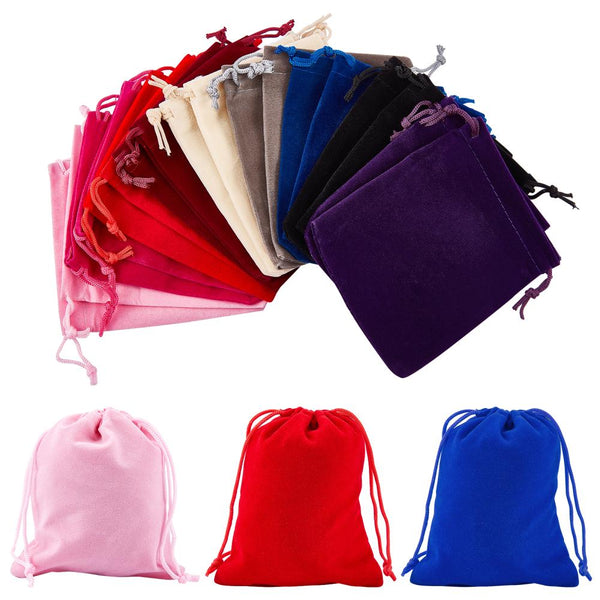 Craspire 1 Set 6 Colors Velvet Jewellery Bags, 24pcs Small