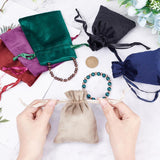 1 Set 12Pcs 6 Colors Velvet Bags Drawstring Jewelry Pouches, Candy Pouches, for Wedding Shower Birthday Party, Mixed Color, 12x9cm, 2pcs/color