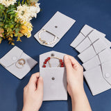 12 pc 12 Pcs Velvet Jewelry Pouches with Snap Button, Light Grey Velvet Jewelry Storage Bags Luxury Gift Bag for Candy Gift and Jewelry Necklace Bracelet Packing, 9.7x8.3cm