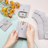 10 pc 10 Pcs Velvet Jewelry Pouches with Snap Button, Light Grey Velvet Jewelry Storage Bags Luxury Gift Bag for Candy Gift and Jewelry Necklace Bracelet Packing, 7.4x7.4cm