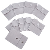 10 pc 10 Pcs Velvet Jewelry Pouches with Snap Button, Light Grey Velvet Jewelry Storage Bags Luxury Gift Bag for Candy Gift and Jewelry Necklace Bracelet Packing, 7.4x7.4cm