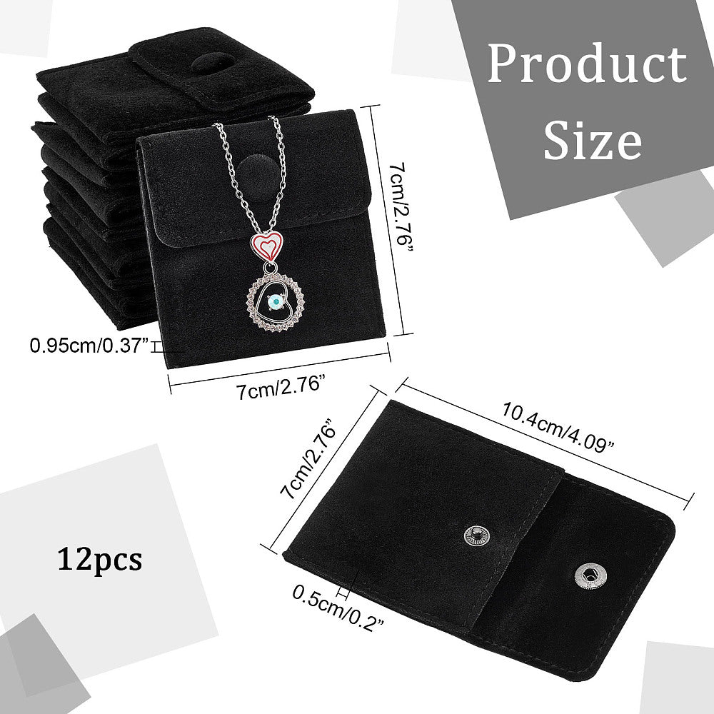 1 Bag 6 Colors Velvet Jewelry Bags, 12pcs Square Gift Bags Small Snap Purse  Pouch Bag with Snap Button for Traveling Ring Bracelet Necklace Storage