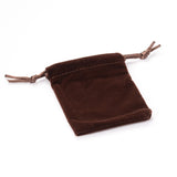 100 pc Rectangle Velours Jewelry Bags, Saddle Brown, 8.8x7cm