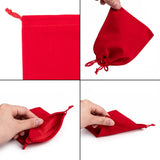 50 pc Rectangle Velvet Pouches, Gift Bags, Red, 12x10cm