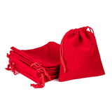 50 pc Rectangle Velvet Pouches, Gift Bags, Red, 12x10cm