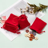 50 pc Rectangle Velvet Pouches, Gift Bags, Red, 9x7cm