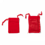 50 pc Rectangle Velvet Pouches, Gift Bags, Red, 7x5cm