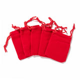 50 pc Rectangle Velvet Pouches, Gift Bags, Red, 7x5cm