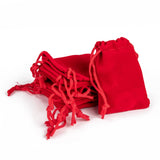 50 pc Rectangle Velvet Pouches, Gift Bags, Red, 7x5cm