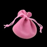 200 pc Velvet Bags, Calabash Shape Drawstring Jewelry Pouches, Hot Pink, 9x7cm