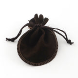 200 pc Velvet Bags, Calabash Shape Drawstring Jewelry Pouches, Coconut Brown, 9x7cm