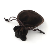 200 pc Velvet Bags, Calabash Shape Drawstring Jewelry Pouches, Coconut Brown, 9x7cm