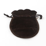 200 pc Velvet Bags, Calabash Shape Drawstring Jewelry Pouches, Coconut Brown, 9x7cm