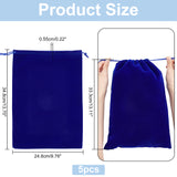 5 pc 5pcs Blue Velvet Drawstring Bags, 9.8x13.7 inch Jewelry Pouches Storage Bags Large Gift Bags Party Favor Treat Bags for Jewelry Silverware Flatware Candy Wedding Favor Christmas Storage