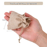 10 pc Burlap Packing Pouches Drawstring Bags, Dark Khaki, 9x7cm