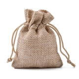 10 pc Burlap Packing Pouches Drawstring Bags, Dark Khaki, 9x7cm