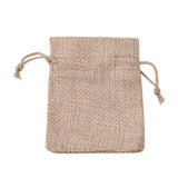 10 pc Burlap Packing Pouches Drawstring Bags, Dark Khaki, 9x7cm