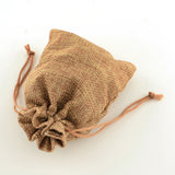 10 pc Polyester Imitation Burlap Packing Pouches Drawstring Bags, Peru, 13.5x9.5cm