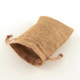 10 pc Polyester Imitation Burlap Packing Pouches Drawstring Bags, Peru, 13.5x9.5cm