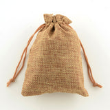 10 pc Polyester Imitation Burlap Packing Pouches Drawstring Bags, Peru, 13.5x9.5cm