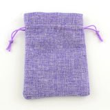 10 pc Polyester Imitation Burlap Packing Pouches Drawstring Bags, Lilac, 13.5x9.5cm