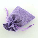 10 pc Polyester Imitation Burlap Packing Pouches Drawstring Bags, Lilac, 13.5x9.5cm