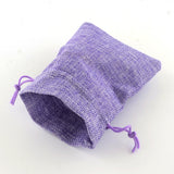 10 pc Polyester Imitation Burlap Packing Pouches Drawstring Bags, Lilac, 13.5x9.5cm