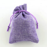 10 pc Polyester Imitation Burlap Packing Pouches Drawstring Bags, Lilac, 13.5x9.5cm