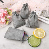 10 pc Polyester Imitation Burlap Packing Pouches Drawstring Bags, Gray, 12x9cm