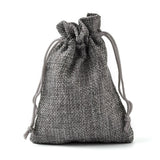 10 pc Polyester Imitation Burlap Packing Pouches Drawstring Bags, Gray, 12x9cm