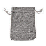 10 pc Polyester Imitation Burlap Packing Pouches Drawstring Bags, Gray, 12x9cm