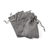 10 pc Polyester Imitation Burlap Packing Pouches Drawstring Bags, Gray, 12x9cm