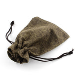 10 pc Polyester Imitation Burlap Packing Pouches Drawstring Bags, Sienna, 12x9cm