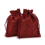 10 pc Polyester Imitation Burlap Packing Pouches Drawstring Bags, Mixed Color, 12x9cm