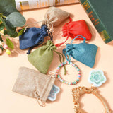 10 pc Polyester Imitation Burlap Packing Pouches Drawstring Bags, Mixed Color, 9x7cm