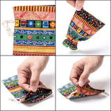 5 pc Ethnic Style Cloth Packing Pouches Drawstring Bags, Rectangle, Mixed Color, 14x10cm