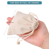 10 pc Cotton Packing Pouches Drawstring Bags, Wheat, 11x9.5cm