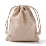 10 pc Cotton Packing Pouches Drawstring Bags, Wheat, 11x9.5cm