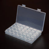 1 Set Plastic Bead Containers, Flip Top Bead Storage, Removable, 28 Compartments, Rectangle, Clear, 17.5x11x2.6cm, Compartments: about 2.4x2.5x2.3cm, 28 Compartments/box