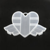 1 pcs Flying Heart Plastic Bead Storage Containers, 9 Compartments, Clear, 12x17.5x2cm