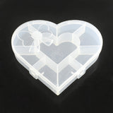 1 pcs Heart Plastic Bead Storage Containers, 9 Compartments, Clear, 13.5x15.5x2.7cm