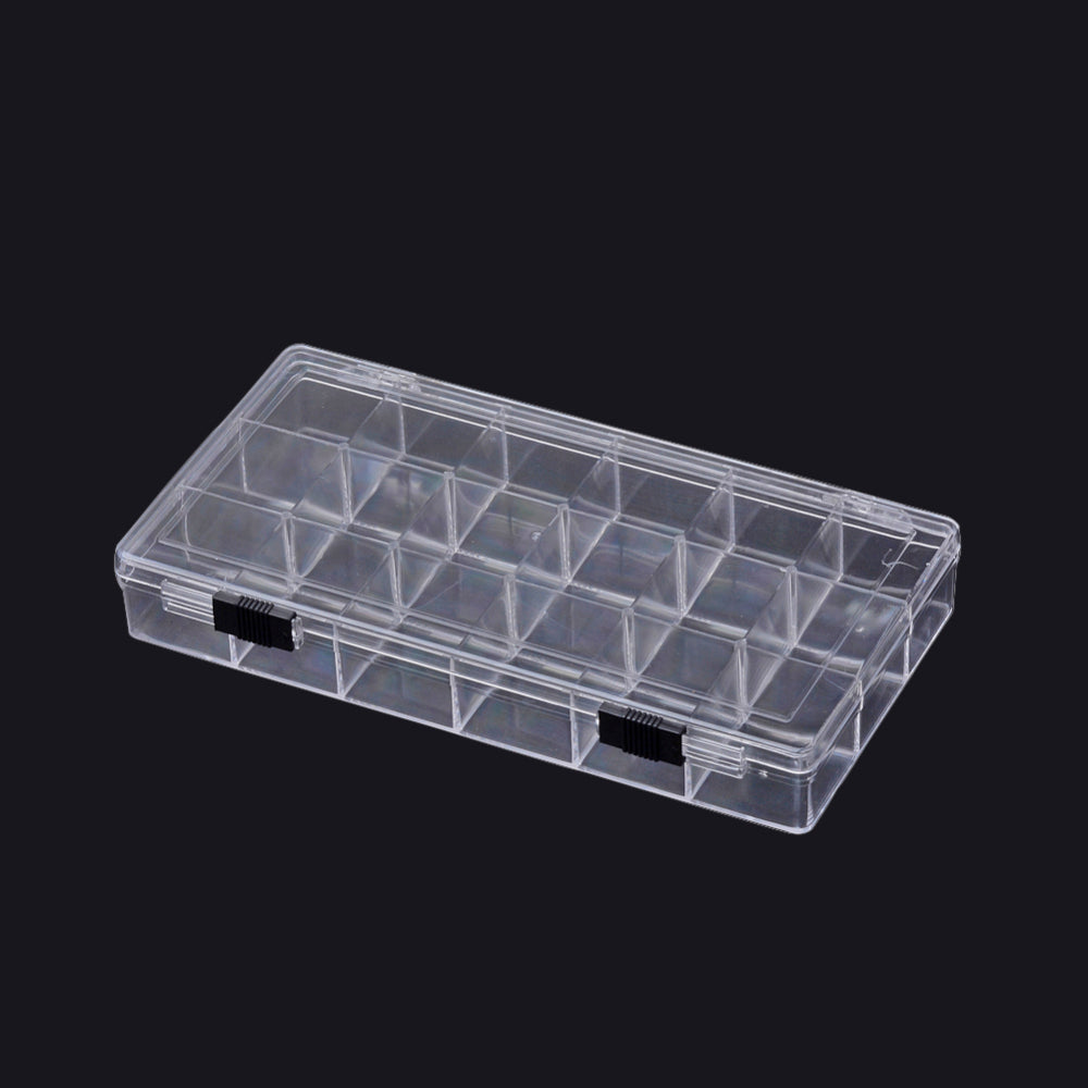 Plastic Bead Storage Containers, 24 Compartments, Rectangle, Clear,  19x13x2.2cm, Hole: 6x16.5mm, Compartment: 30x30mm