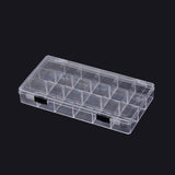 1 pcs Plastic Bead Storage Containers, 18 Compartments, Rectangle, Clear, 20.5x11.5x3cm