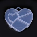 1 pcs Plastic Bead Storage Containers, 5 Compartments, Heart, Clear, 15.2x16x1.9cm, Hole: 2.7x2.3cm